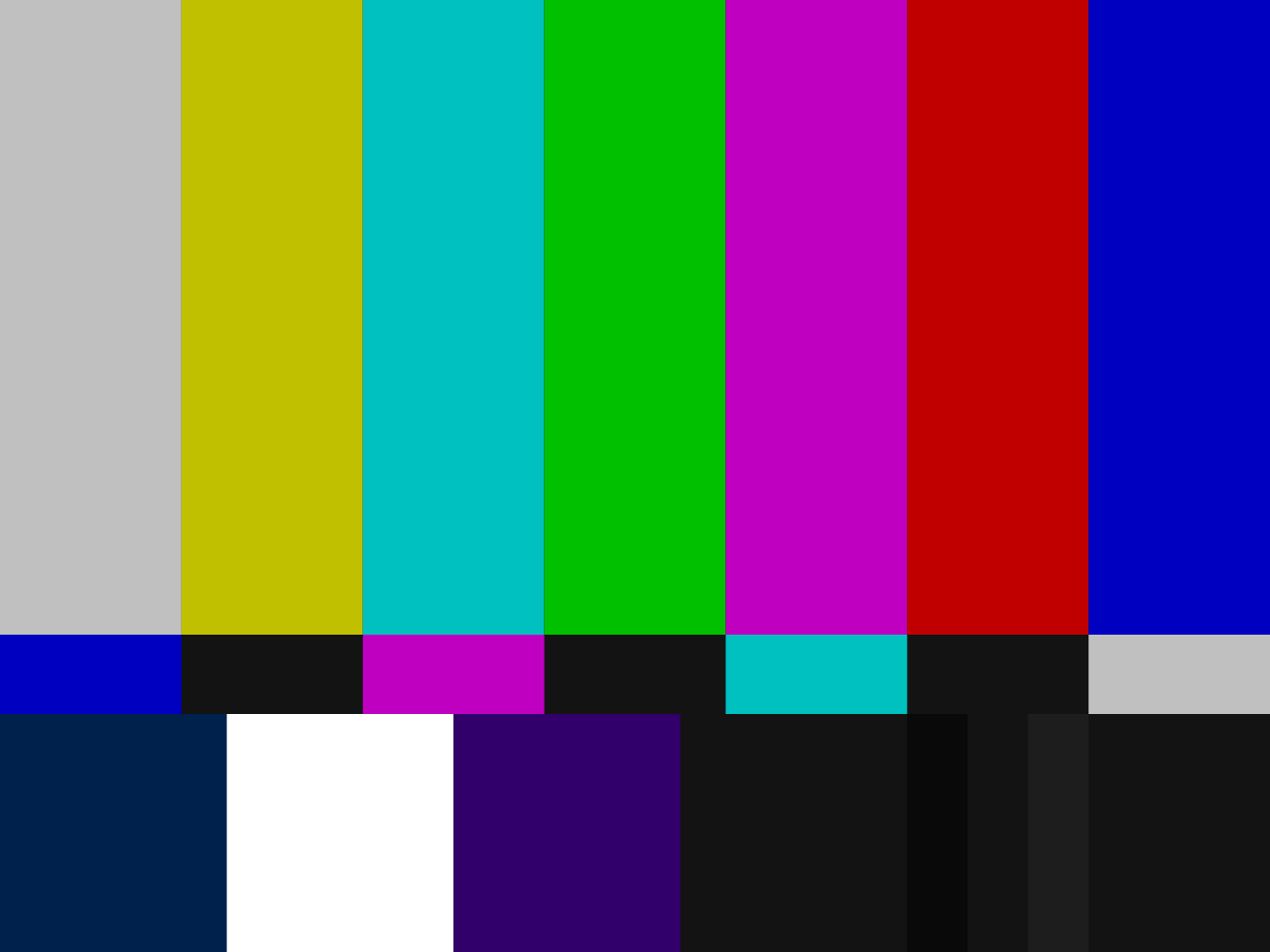 The SMPTE color bars test pattern, one of SMPTE’s best-known contributions to television engineering